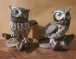 Vintage 1980&#39;s Pair Porcelain Owl Figurines Home Interiors HOMCO - £20.34 GBP