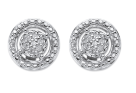 ROUND DIAMOND ACCENT FLOATING HALO STUD EARRINGS PLATINUM STERLING SILVER - £224.24 GBP