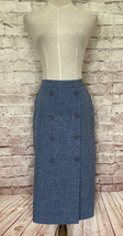 BFA Classics Skirt Womens 8 Blue Crosshatch Buttons MIDI Straight NEW W27 - £34.76 GBP