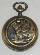 Vintage Wolf Wolves Quartz Japan Movement Pocket Watch As-Is Parts Repai... - $10.89