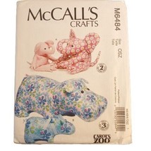McCall's Crafts M6484 Pattern Hippo and Elephant in Two Sizes 3 Pieces Easy UC - $14.15