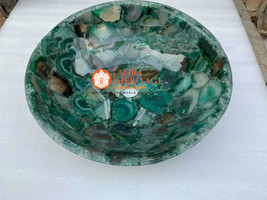 Luxury Green Agate Gemstone Round Wash Basin Sink for Washroom Decor - £744.14 GBP