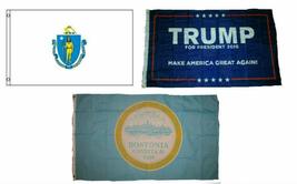 K&#39;s Novelties 3x5 Trump #1 &amp; State of Massachusetts &amp; City of Boston Wholesale S - £18.81 GBP