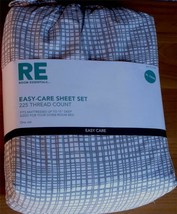 Room Essentials Twin XL Sheet Set - 225 Thread Count - Gray & White Pattern- NEW - £20.95 GBP