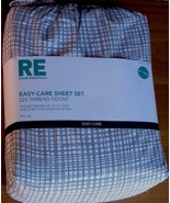 Room Essentials Twin XL Sheet Set - 225 Thread Count - Gray &amp; White Patt... - £21.29 GBP