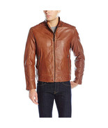 Cole Haan Men&#39;s Washed Vintage Leather Stand Collar Jacket - $355.05 CAD