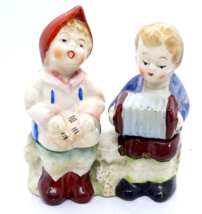 Little Boy Playing Accordion &amp; Girl Singing Salt &amp; Pepper Shakers Occupied Japan - £7.85 GBP