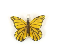 Yellow Butterfly Fused Glass Pendant with Necklace - £16.43 GBP