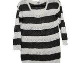 Charlotte Russe Striped Knit Sweater Tunic Top Womens Size M Blk White Cozy - $9.89