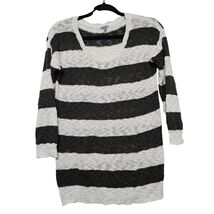 Charlotte Russe Striped Knit Sweater Tunic Top Womens Size M Blk White Cozy - $9.89