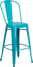 Flash Furniture Commercial Grade 30&quot; High Crystal Teal-Blue Metal Indoor-Outdoor - £83.12 GBP