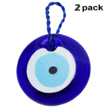 2 Pack 3&quot; Large Round Turkish Blue Evil Eyes Amulet Charm Wall Hanging Decorate - £19.43 GBP