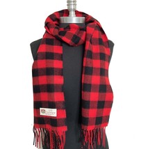 Fast Men&#39;s 100%CASHMERE SCARF Wrap Made in England Check Plaid Red/Black #oct9 - £13.51 GBP