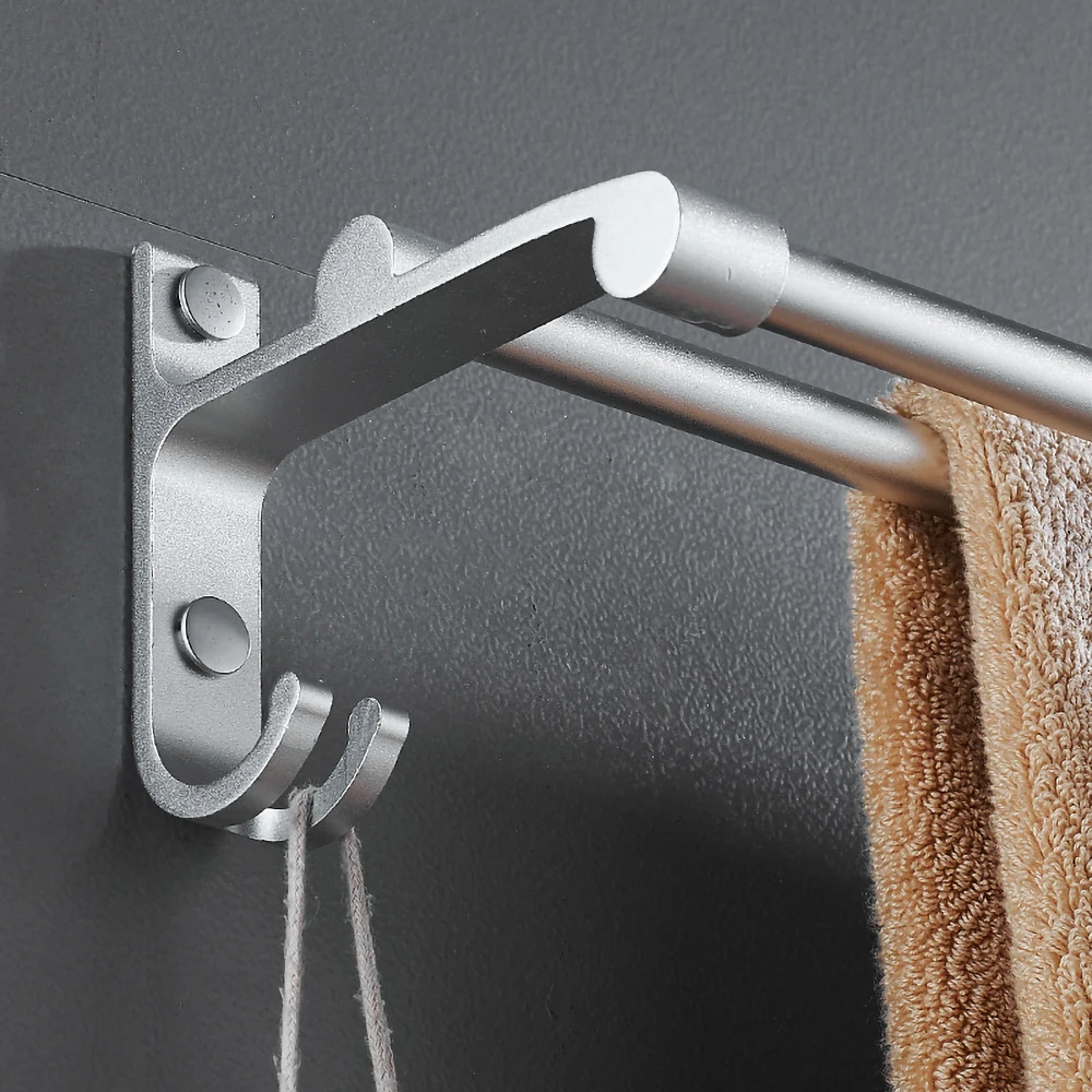 House Home Double Bars Towel Hanger 40-60CM Bath Clothes Hanging Wall Rod Rack S - £31.97 GBP