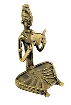 Handcrafted Metal Art Decor Collectible Showpiece Figurine Lady Sitting Reading - £17.32 GBP
