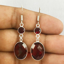 925 Sterling Silver Glass Ruby Bezel Earrings Gift Women Fine Jewelry BES-1099 - $29.41