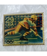 USPS 1992 Albertville Olympics Ice Hockey Olympic Games Lapel Hat Pin - £4.65 GBP