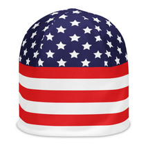 65 MCMLXV American USA Flag Print Beanie Skullcap - £27.68 GBP