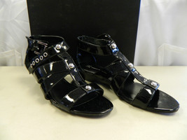 INC International Concepts New Womens Rio Black Patent Wedge Sandals 7.5 M Shoes - £54.59 GBP