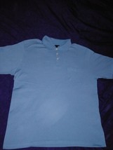 Cherokee Men&#39;s Collared Pullover Short Sleeve Shirt Light\Sky Blue Large - £9.40 GBP