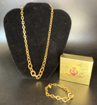 Premier Designs Jewelry Gold Tone Chunky 10&quot; Chain Necklace and Bracelet SKU PD9 - $59.99