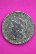 1866 Hi Grade Three 3 Cent Nickel Scarce Semi Key Date Coin Philadelphia... - $24.56