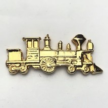 Locomotive Train Engine Gold Tone Pin Brooch - £13.58 GBP
