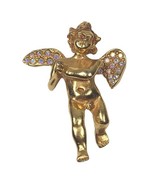 Kirks Folly Gold Tone Praying Angel Cherub Pendant Signed Aurora Boreali... - £18.36 GBP