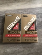 2 Maxell Video Cassette Premium High Grade 6 Hour T-120 VHS  NEW Tapes HGX-Gold - £5.48 GBP