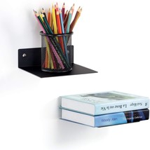 Elsker&amp;Home Small Floating Shelf Set Of 2 Pack Black, Metal Floating, Study Room - £32.17 GBP