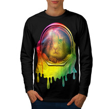 Astronaut Space Color Cat Tee Space Pet Men Long Sleeve T-shirt - $14.99