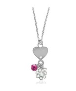 Crystals From Swarovski Heart W Flower Charm Sterling Silver Overlay 18 ... - £32.88 GBP