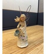 Beautiful Angel with Tin Wings Watering Can Figurine Knick Knack KG JD - £19.83 GBP