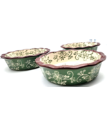 Temptations Temp-tations Green Floral Lace 5&quot; Scalloped  Bowls (set of 3... - $15.85