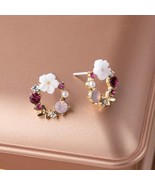 Small Earrings • Rose Gold Wreath Sweet Floral Butterfly Stud Earrings