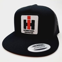 International Harvester Flat Bill Mesh Snapback Embroidered Patch Cap Hat Black - $24.74