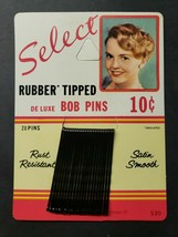 Vintage Select Deluxe Bob Pins On Card Lady Lora Co Chicago Black NOS PB52 - £13.58 GBP
