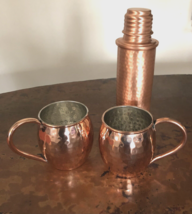 Hammered Copper Mug Set of 2 &amp; Water Bottle Handmade - £40.80 GBP