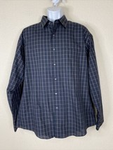 Arrow Men Size L Black Check Button Up Shirt Long Sleeve Pocket - £5.63 GBP