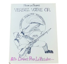 WW2 Poster Print Art Ephemera WWII vtg Versez Votre France Combat soldier signed - £116.77 GBP