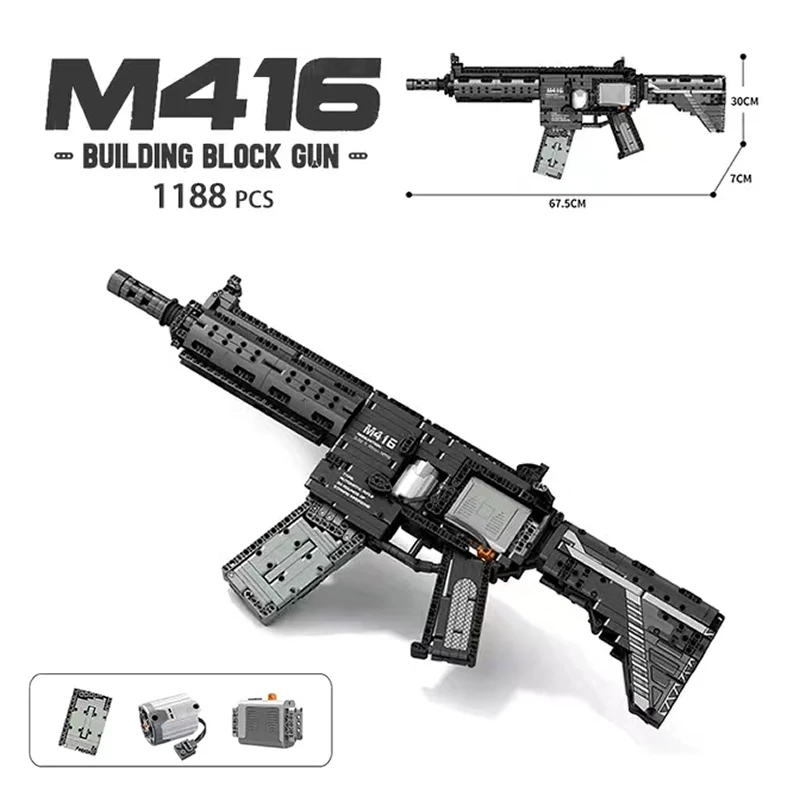  military weapon electric groza assault rifle model building blocks moc gun bricks toys thumb200