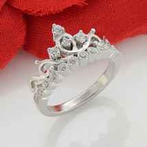 0.75 Ct Round Cut Zirconia Crown Engagement Ring For Gift in 925 Silver Size 6.5 - £49.73 GBP