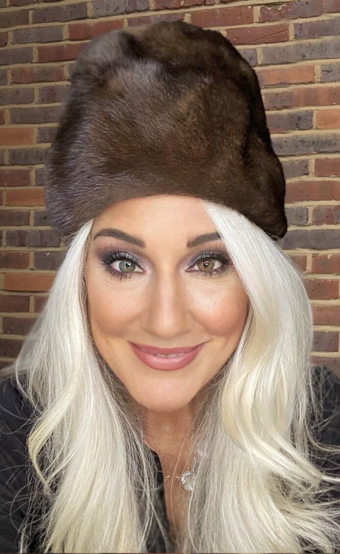 VTG Mink Fur Hat Dark Brown Amrose New York 21 3/4" Cool Shape Near Mint 1960s Item image 3