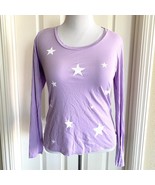 Sundry Long Sleeve Top Womens 2 Lilac Star Print Scoop Neck Cotton Modal... - $26.96 CAD