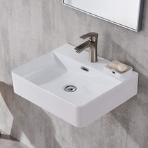 Bathroom Sink, Wall Mount Sink, 20&quot; X 17&quot; White Rectangle Wall Mounted B... - £100.53 GBP