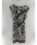 Adrienne Vittadini Sleeveless Dress Size 4 Brown &amp; Cream Tuck Neckline B... - $355.84 MXN