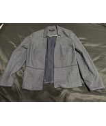 Talbots Women’s Navy Blue Houndstooth Blazer Jacket Open Front Lined Size 4 - $31.83