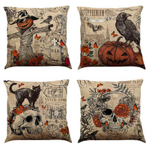 Halloween Cotton Linen Sofa Car Cushion Pillowcase - $10.30+