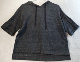 CALIA Hoodie Women Size Medium Gray Knit Rayon Short Sleeve Logo Slit Dr... - £13.81 GBP