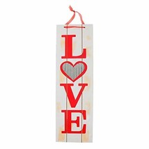 Valentine&#39;s Vertical Love Words Wall Sign White Wooden Plaque Wood Plank... - £6.32 GBP